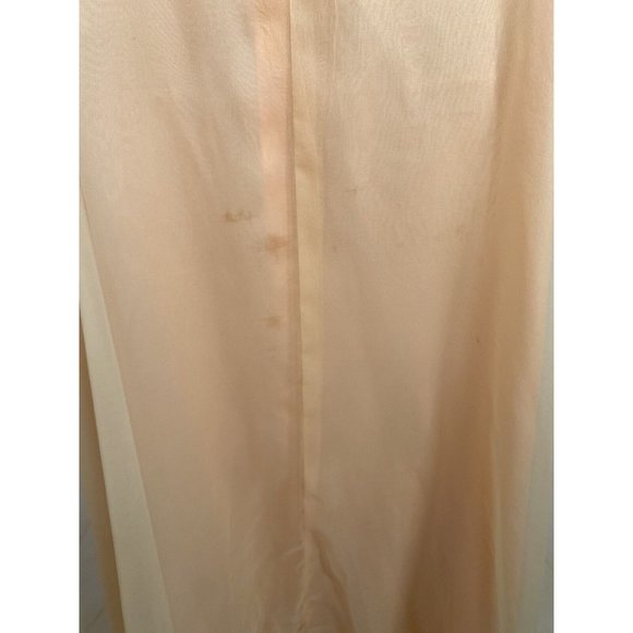 VTG Lee Jordan Orange Long High Neck Back Zip Lined Sheer Sleeve Dress M - Picture 11 of 12